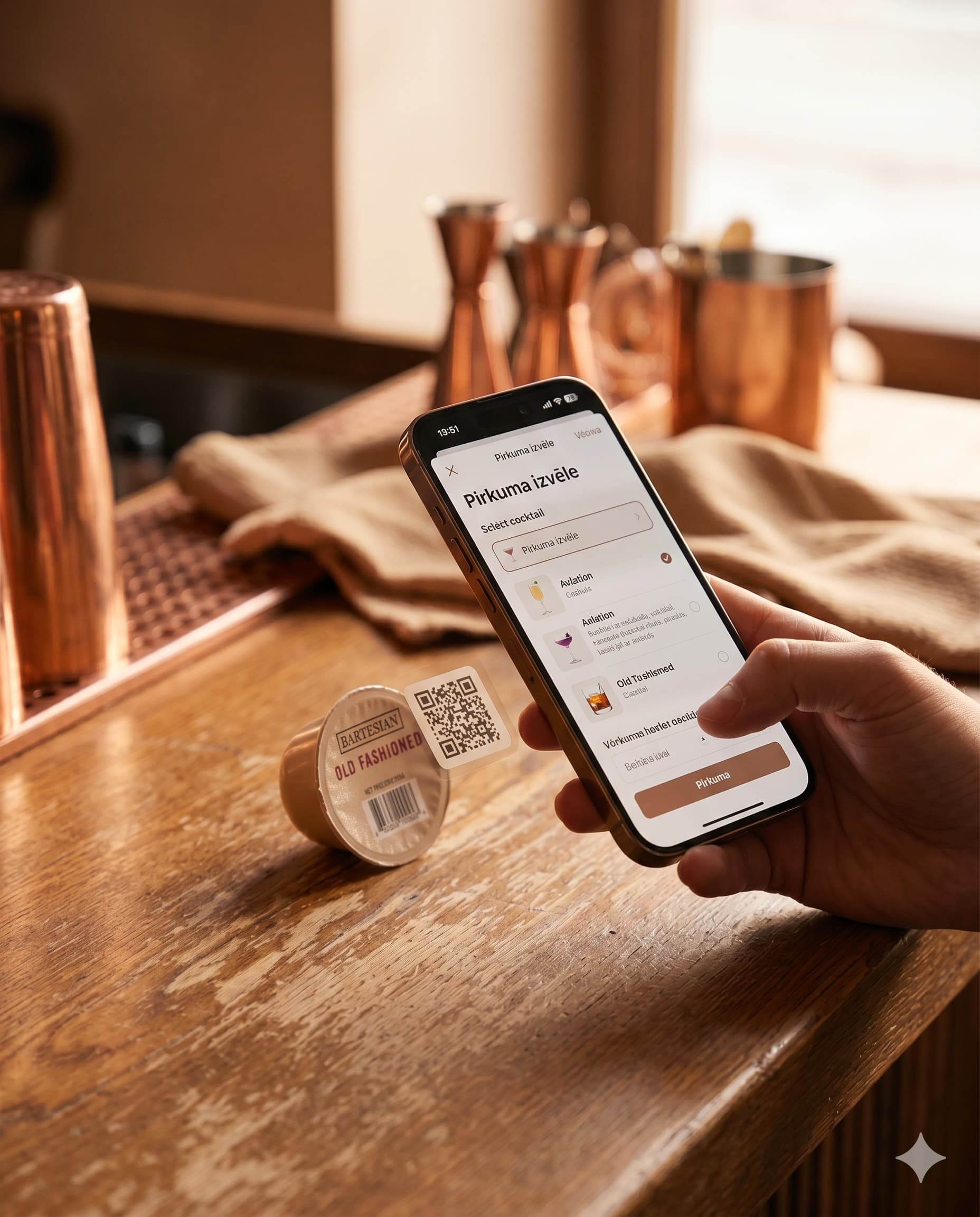 iPhone skenē SipSmart QR kodu pie viesu nama piedāvājuma